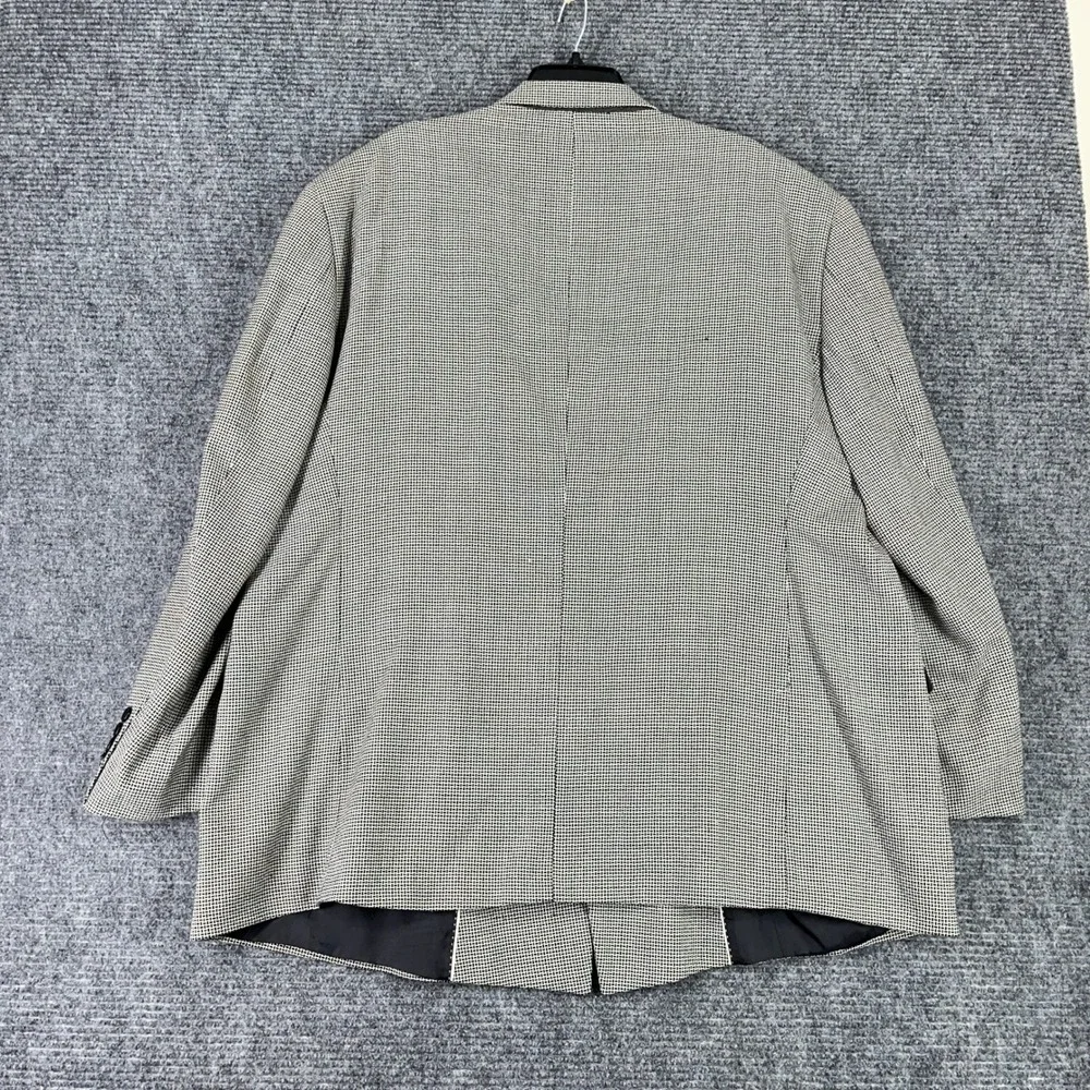 Paul Fredrick Double Breasted Wool Blazer Mens 52R Micro Check Peak Lapel Formal